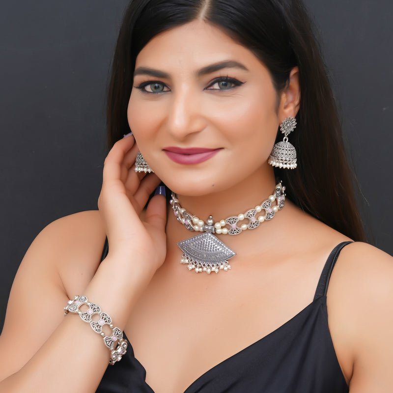Brass Silver Jewel Set
