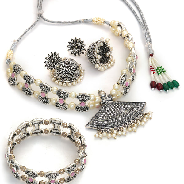 Brass Silver Jewel Set