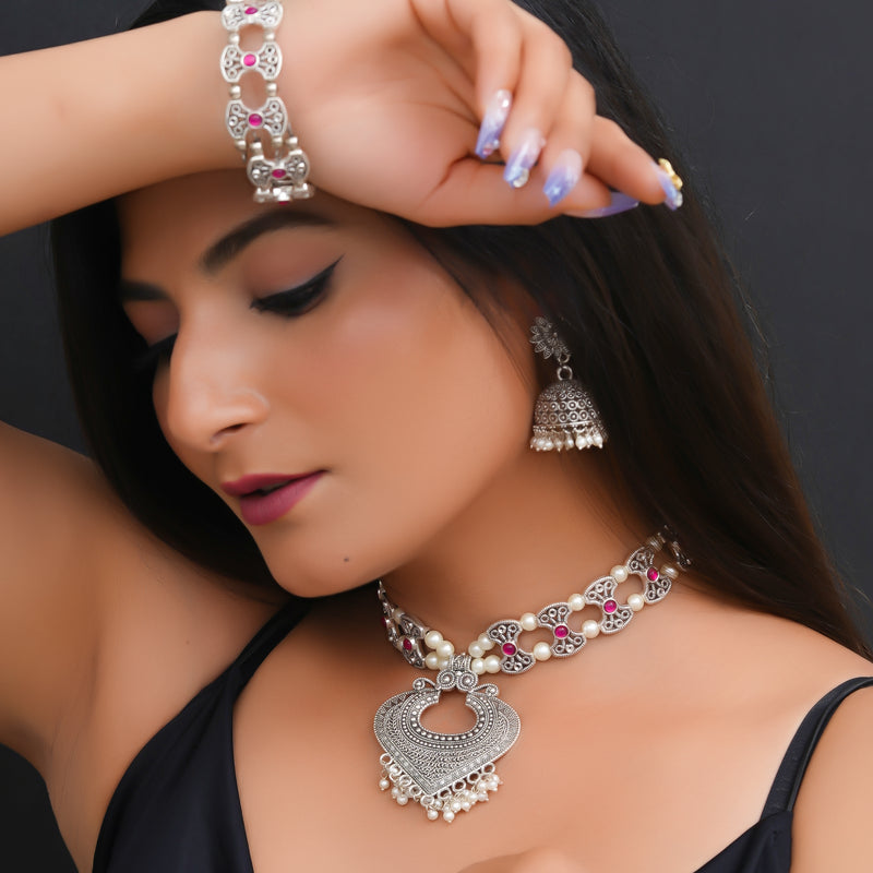 Brass Silver Jewel Set