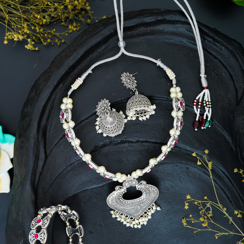 Brass Silver Jewel Set