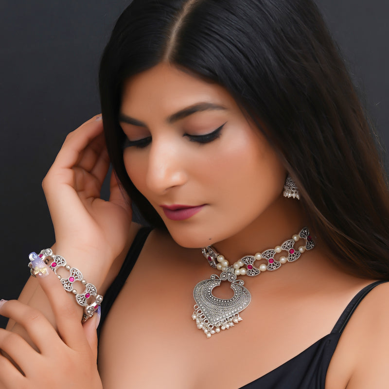 Brass Silver Jewel Set