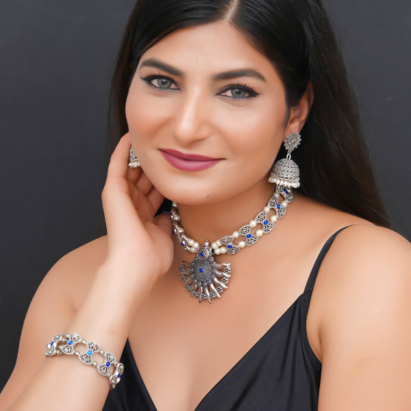 Brass Silver Jewel Set