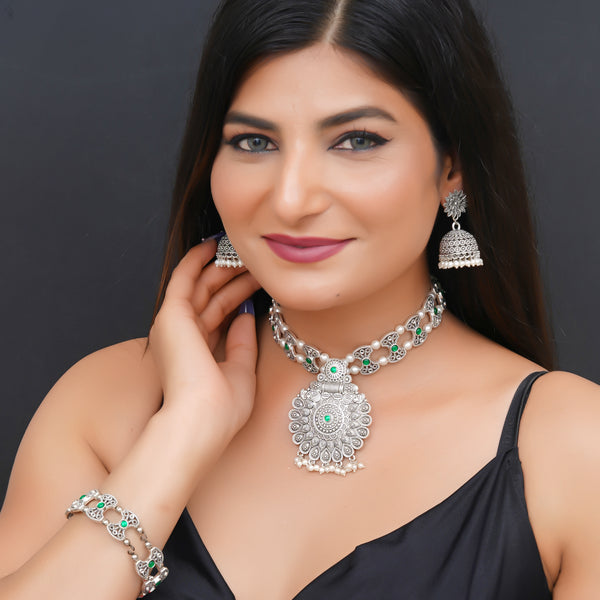 Brass Silver Jewel Set
