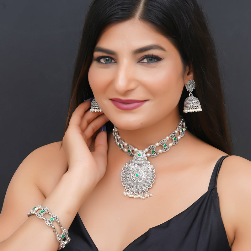 Brass Silver Jewel Set