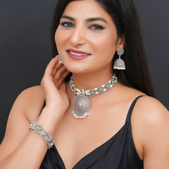 Brass Silver Jewel Set