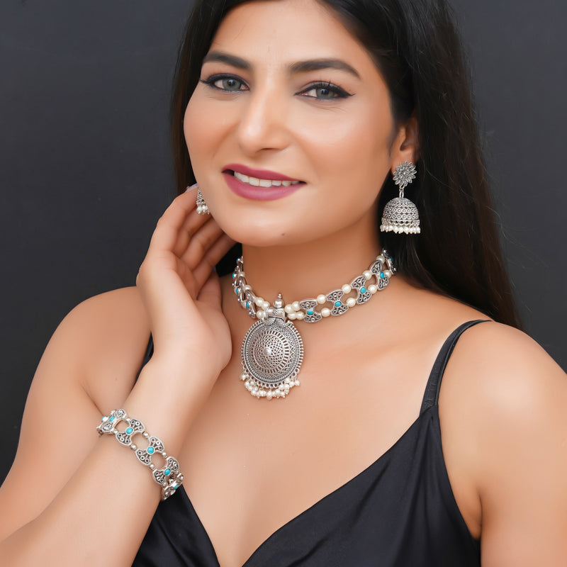 Brass Silver Jewel Set