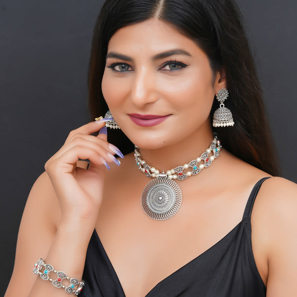 Brass Silver Jewel Set