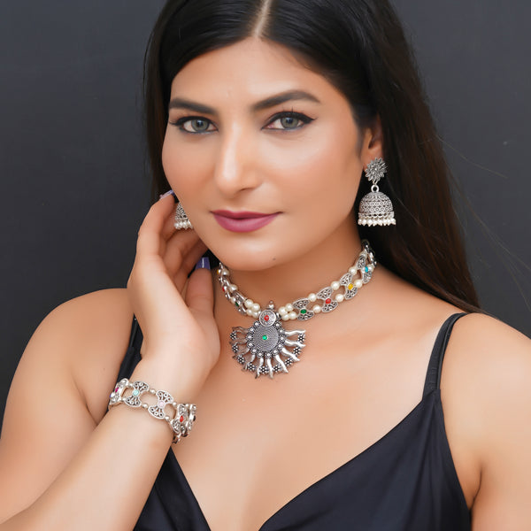 Brass Silver Jewel Set