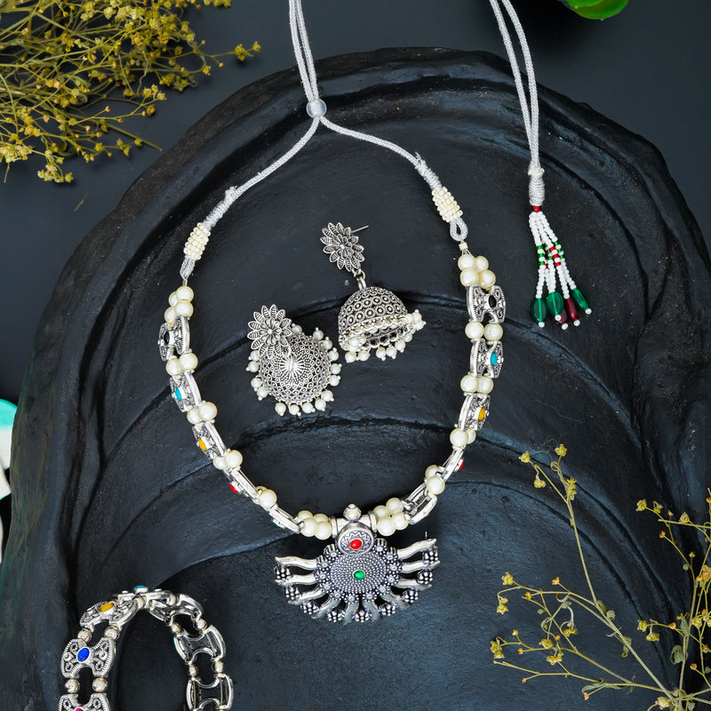 Brass Silver Jewel Set