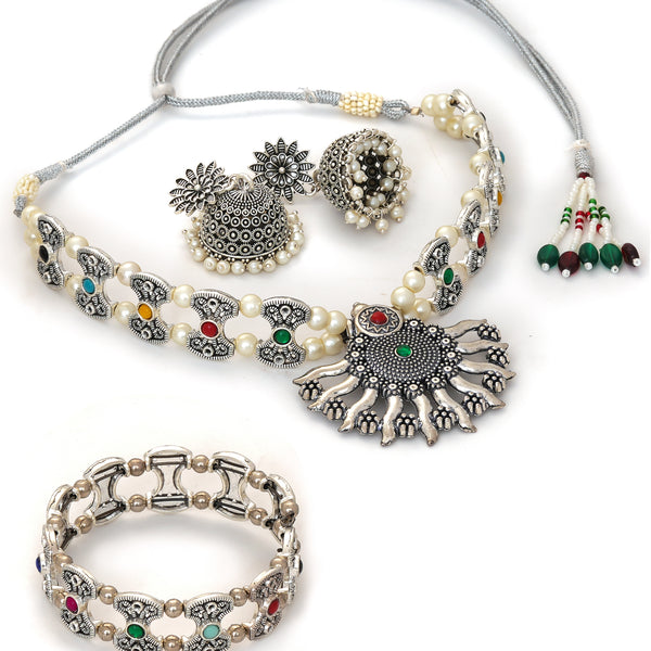 Brass Silver Jewel Set