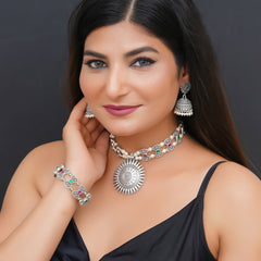 Brass Silver Jewel Set