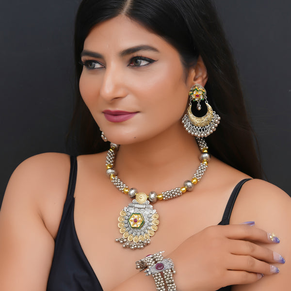 Brass Silver Jewel Set