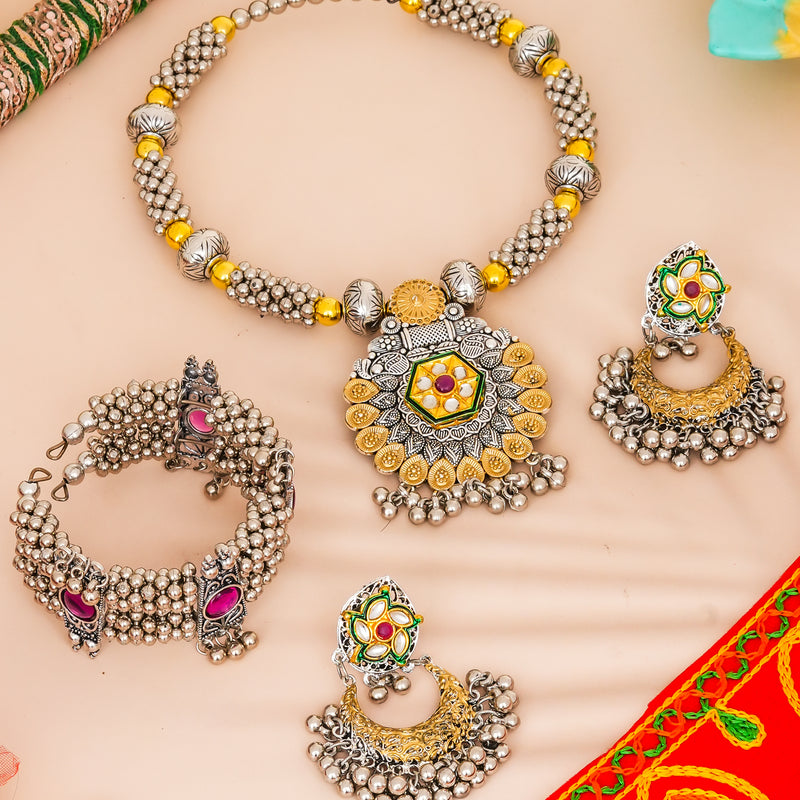 Brass Silver Jewel Set
