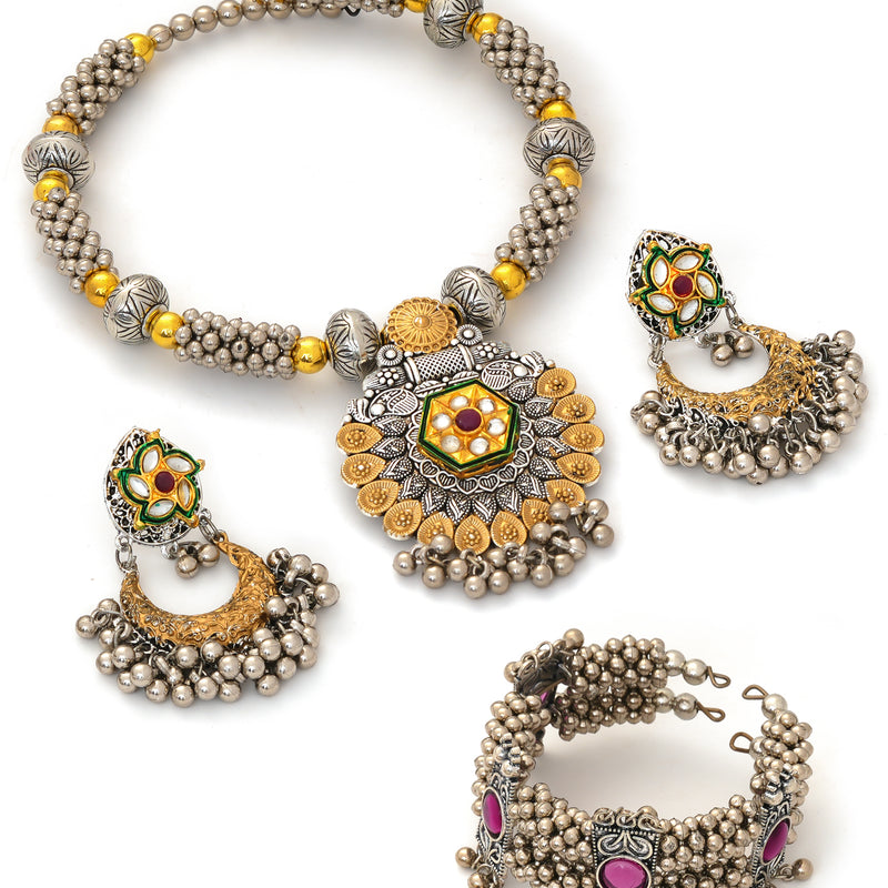 Brass Silver Jewel Set