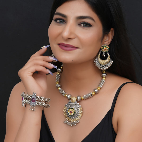 Brass Silver Jewel Set