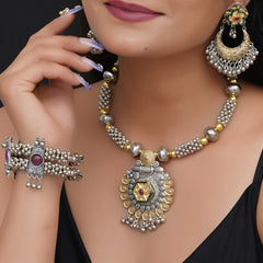Brass Silver Jewel Set