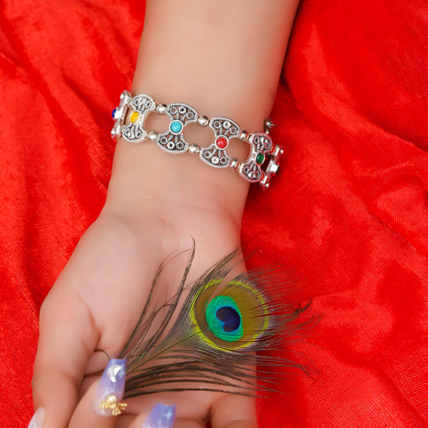 Silver Floral Kada