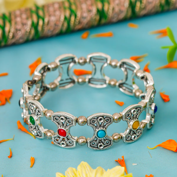 Silver Floral Kada
