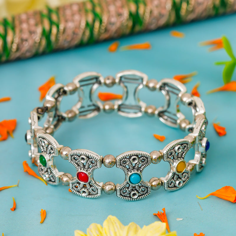 Silver Floral Kada