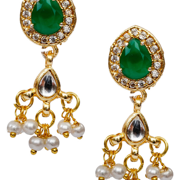Glass Beads Gold-plated Kundan Studed Fancy Designer Jaipuri Jewellery Set for Women