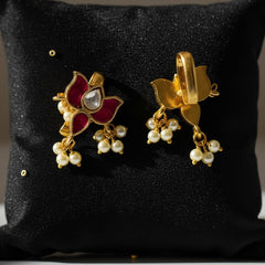 Elegant Lotus Bugadi Earrings with Pearls | Ahoora