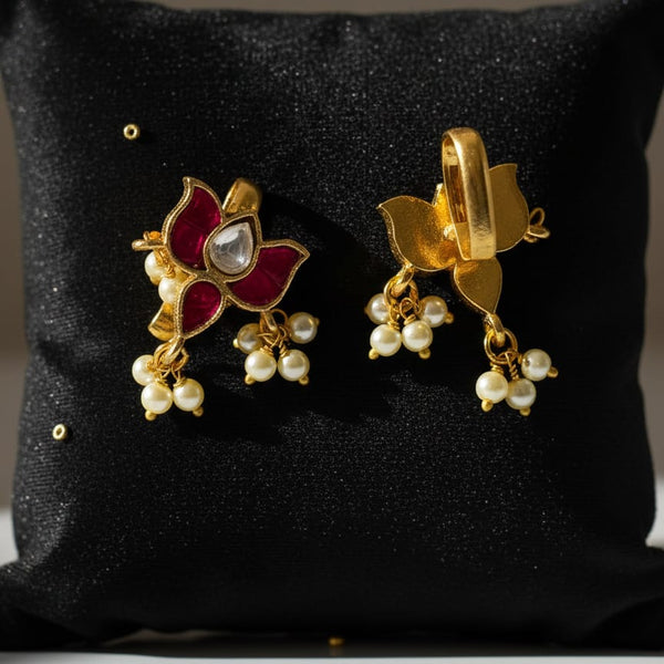 Elegant Lotus Bugadi Earrings with Pearls | Ahoora