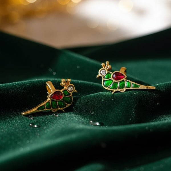 Colorful Pigeon Jadau Kundan Bugadi Earrings