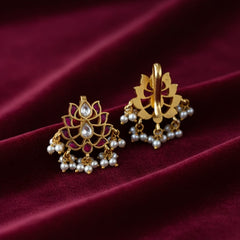 Floral Jadau Fusion Victorian Bugadi Earrings