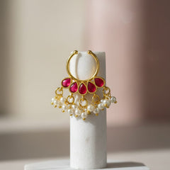 Elegant Guttapusalu Jadau Septum Nose Ring - No Piercing Required