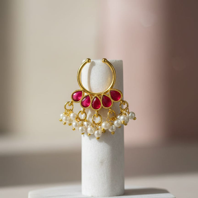 Elegant Guttapusalu Jadau Septum Nose Ring - No Piercing Required