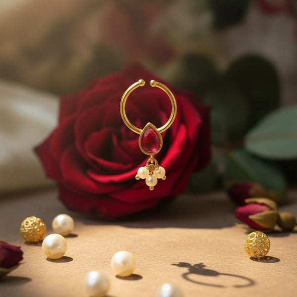 Elegant Pearl & Gold Nose Ring for Special Occasions