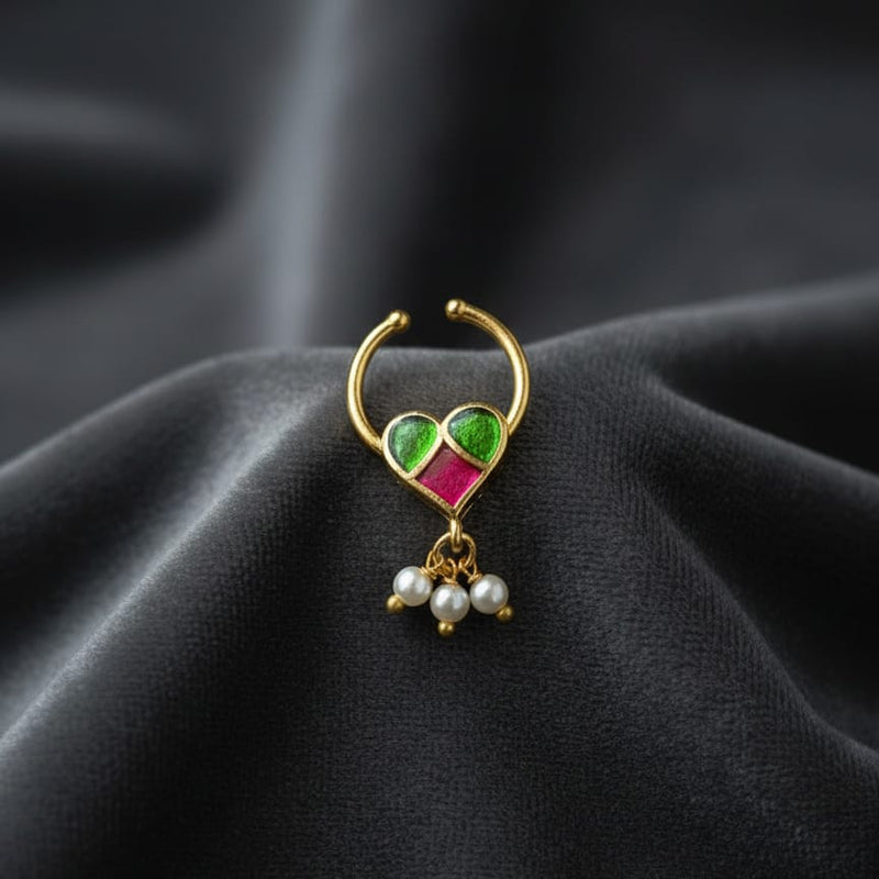 Beautiful Jadau Septum Nose Ring- No Piercing Required