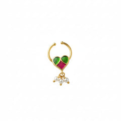 Beautiful Jadau Septum Nose Ring- No Piercing Required