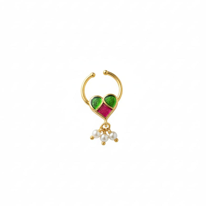 Beautiful Jadau Septum Nose Ring- No Piercing Required