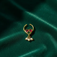 Beautiful Jadau Septum Nose Ring- No Piercing Required