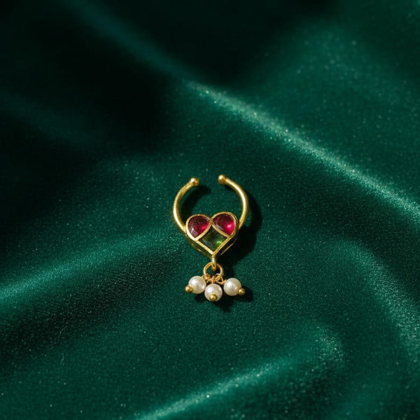 Beautiful Jadau Septum Nose Ring- No Piercing Required
