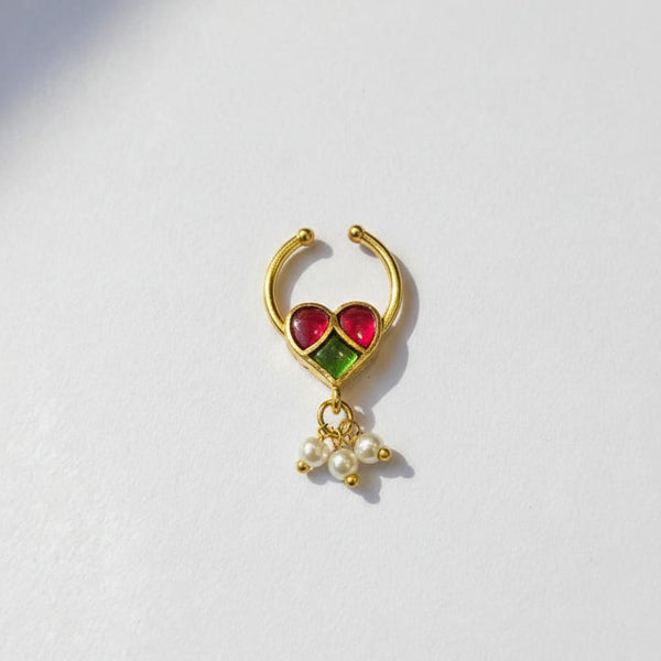 Beautiful Jadau Septum Nose Ring- No Piercing Required