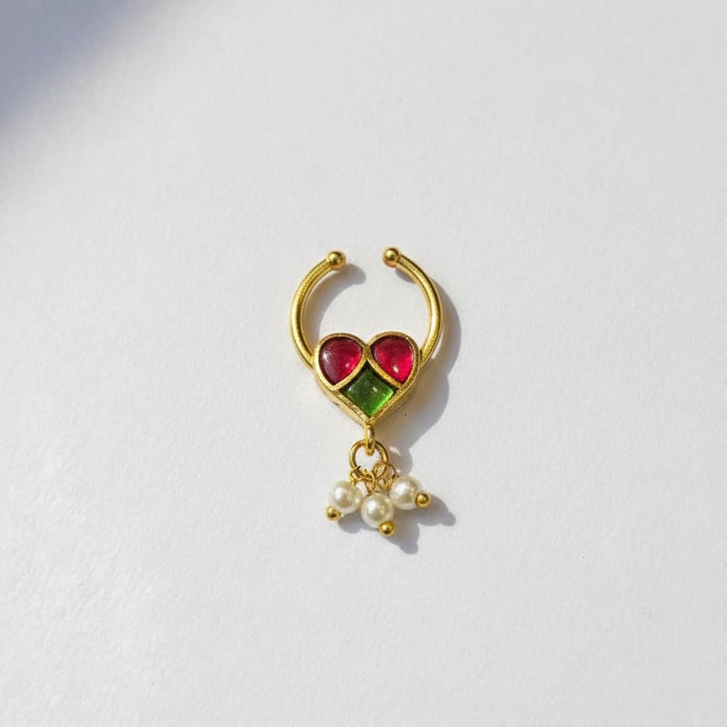 Beautiful Jadau Septum Nose Ring- No Piercing Required