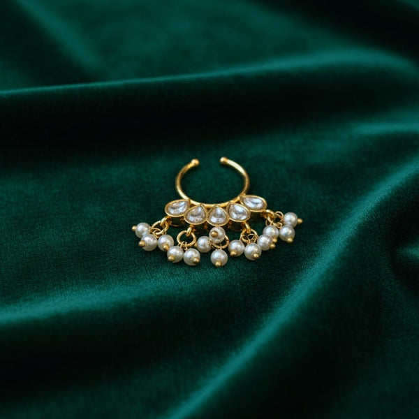 Elegant Guttapusalu Jadau Septum Nose Ring - No Piercing Required