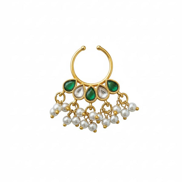 Elegant Guttapusalu Jadau Septum Nose Ring - No Piercing Required