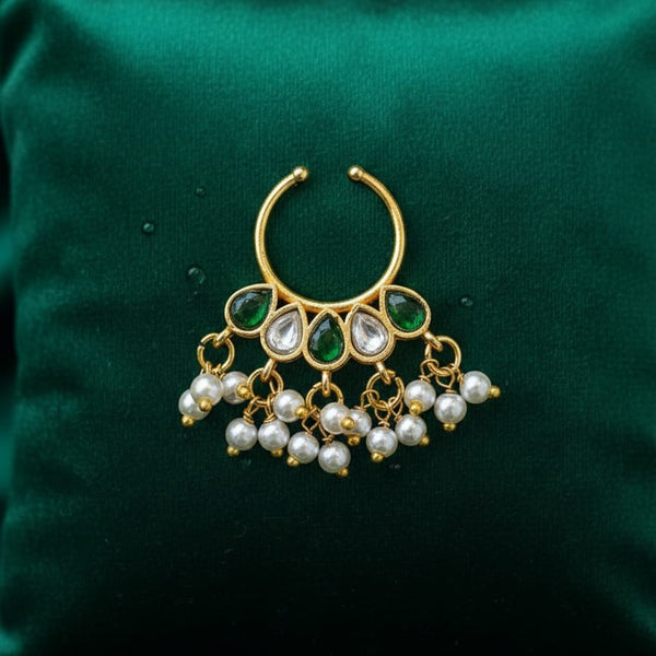 Elegant Guttapusalu Jadau Septum Nose Ring - No Piercing Required