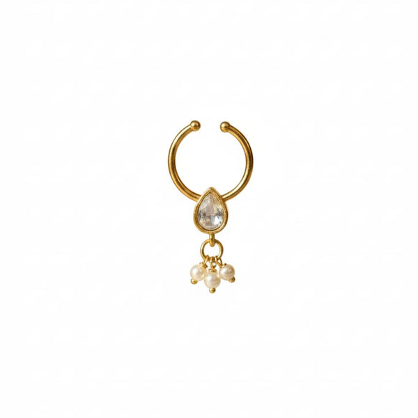 Elegant Pearl & Gold Nose Ring for Special Occasions